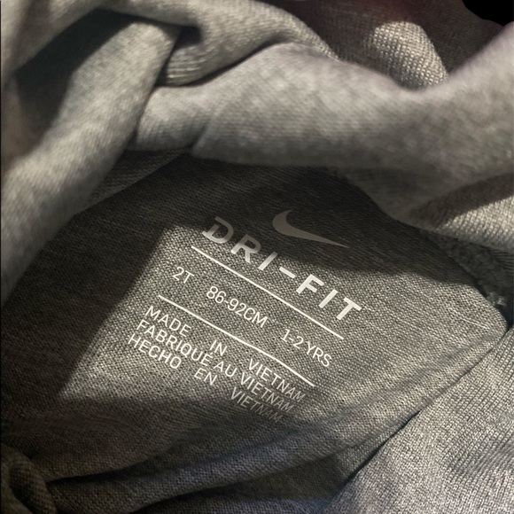 Cute Nike Dri Fit Grey Pink Swoosh Hoodie Toddler Girl Sz 1-2yrs - Picture 6 of 7